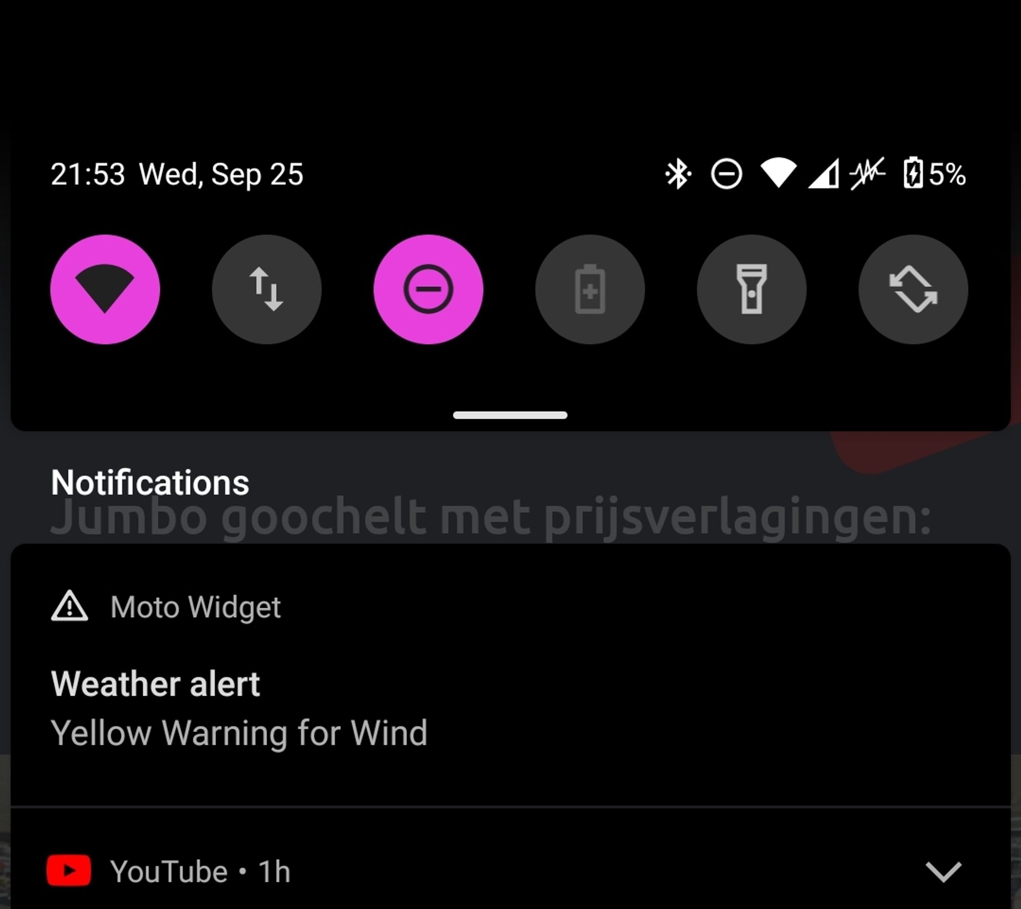 Moto Widget
Yellow Warning for Wind