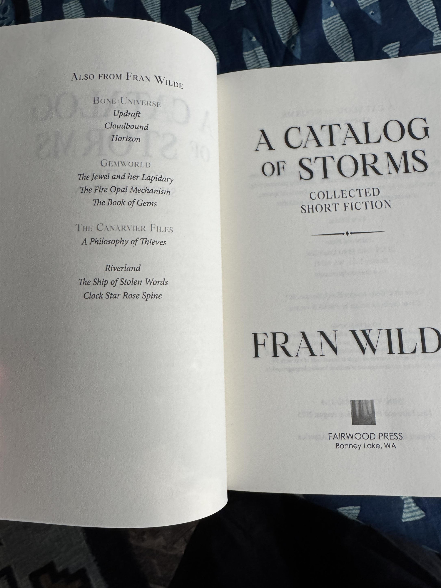 Inside pages of A CATALOG OF STORMS