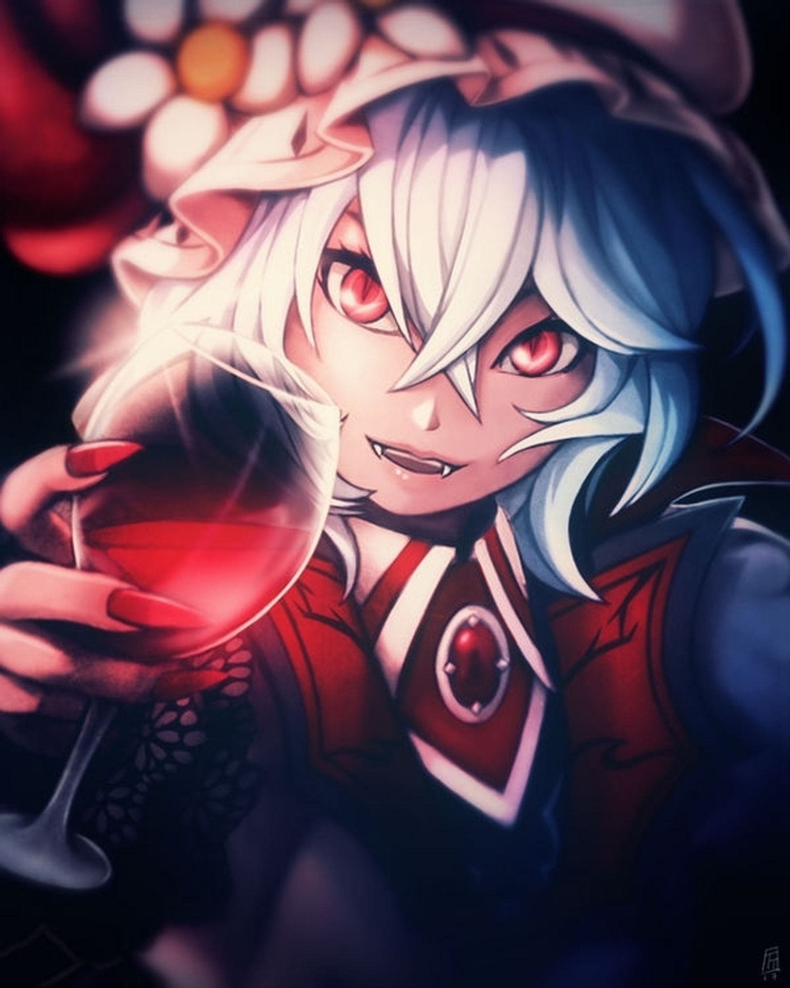 Portrait of charactee Remilia Scarlet from the Touhou games.