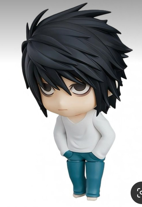 Nendoroid figure of anime character L Lawliet from the anime death note.