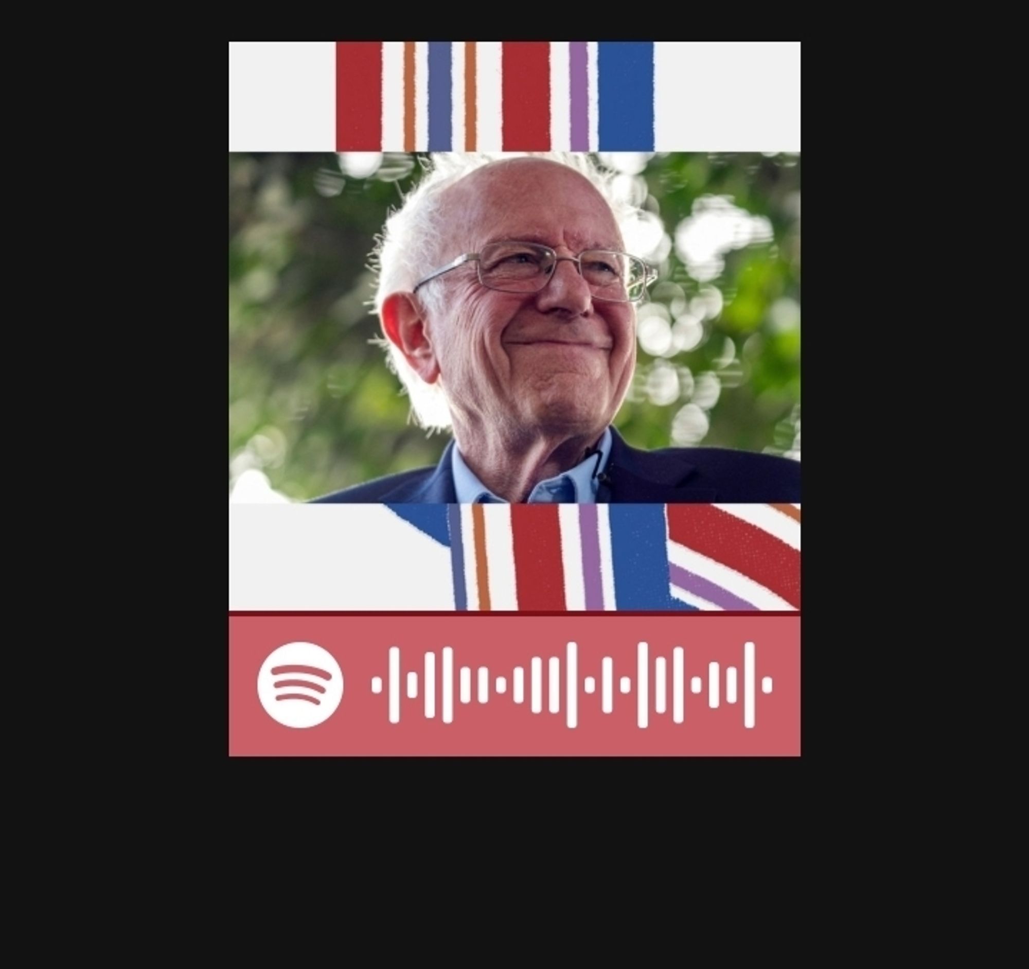 Ein Bild von Mr. Bernie Sanders und ein Spotify-Code zum Podcast Run up Der Zeitung The New York Times:
Nachfolgend der link zum spotify Podcast 
https://open.spotify.com/episode/6xZRTNC0ungQqoqGpacJsQ?si=303lWIxVT8-ZrvSlUhPASA