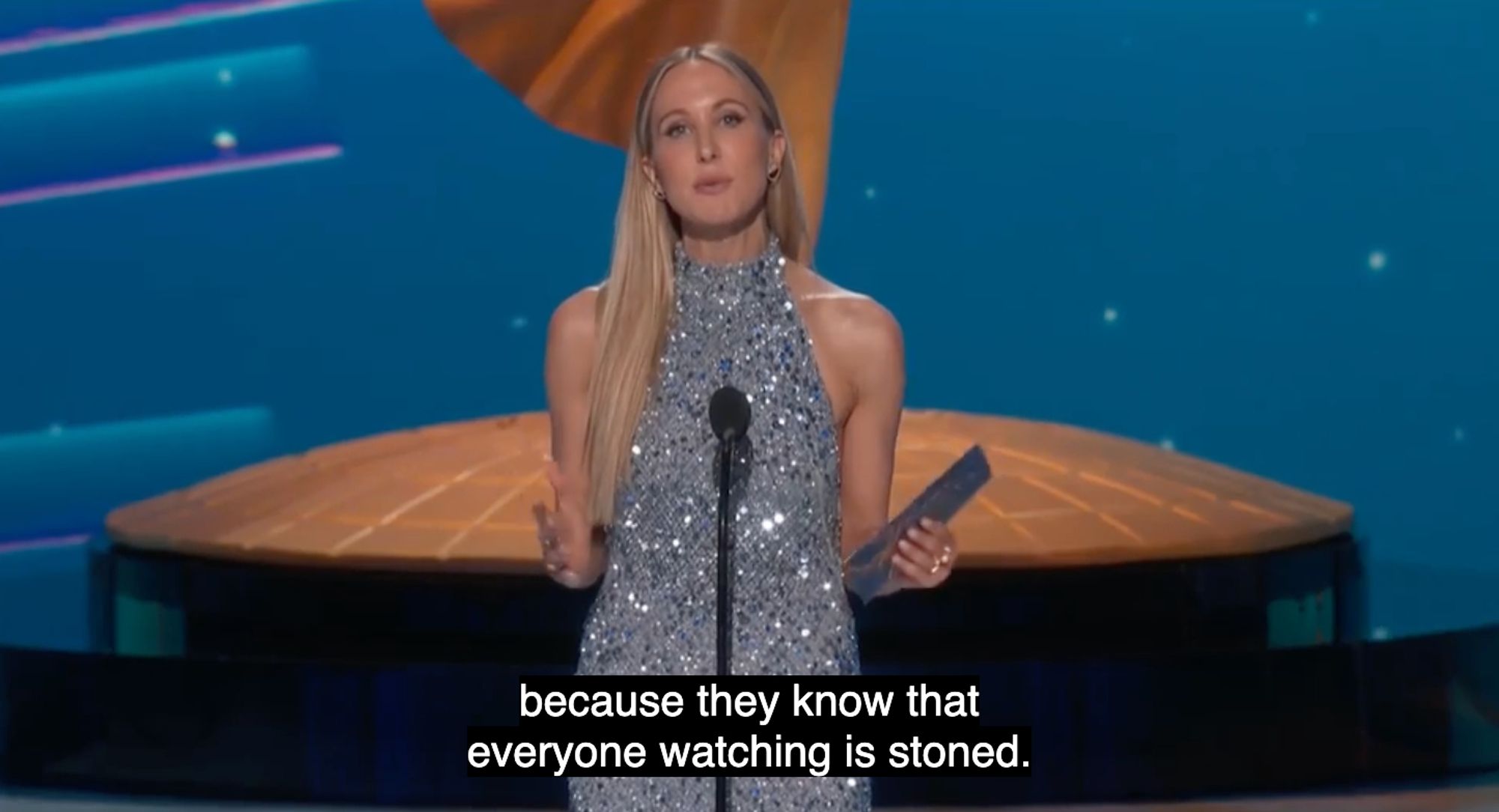 emmy award presenter saying "because they know that everyone watching is stoned""