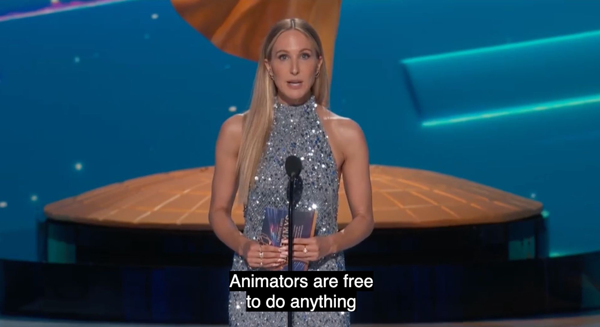 emmy award presenter saying "animators are free to do anything"