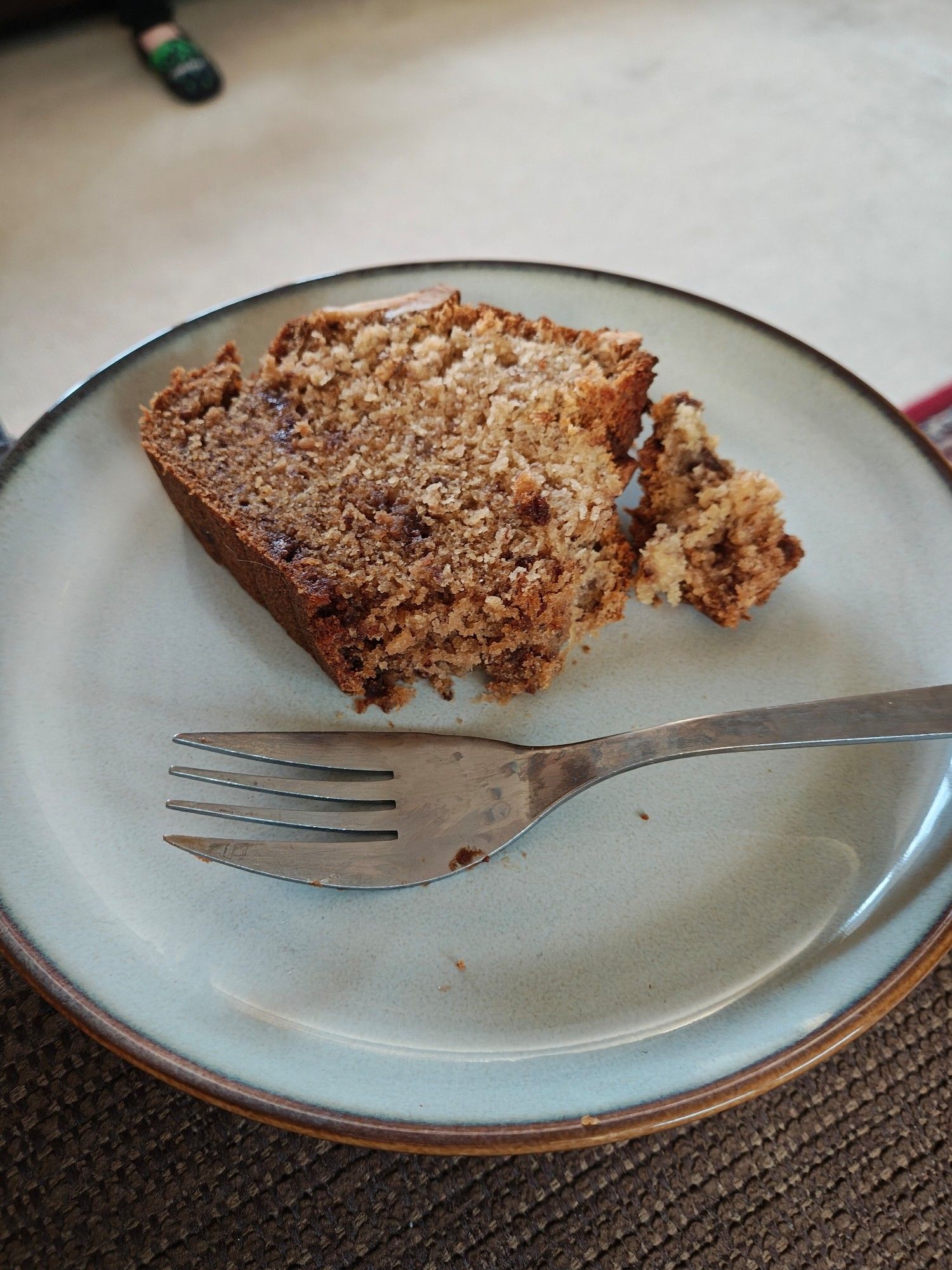 The inside of a freshly baked banana loaf