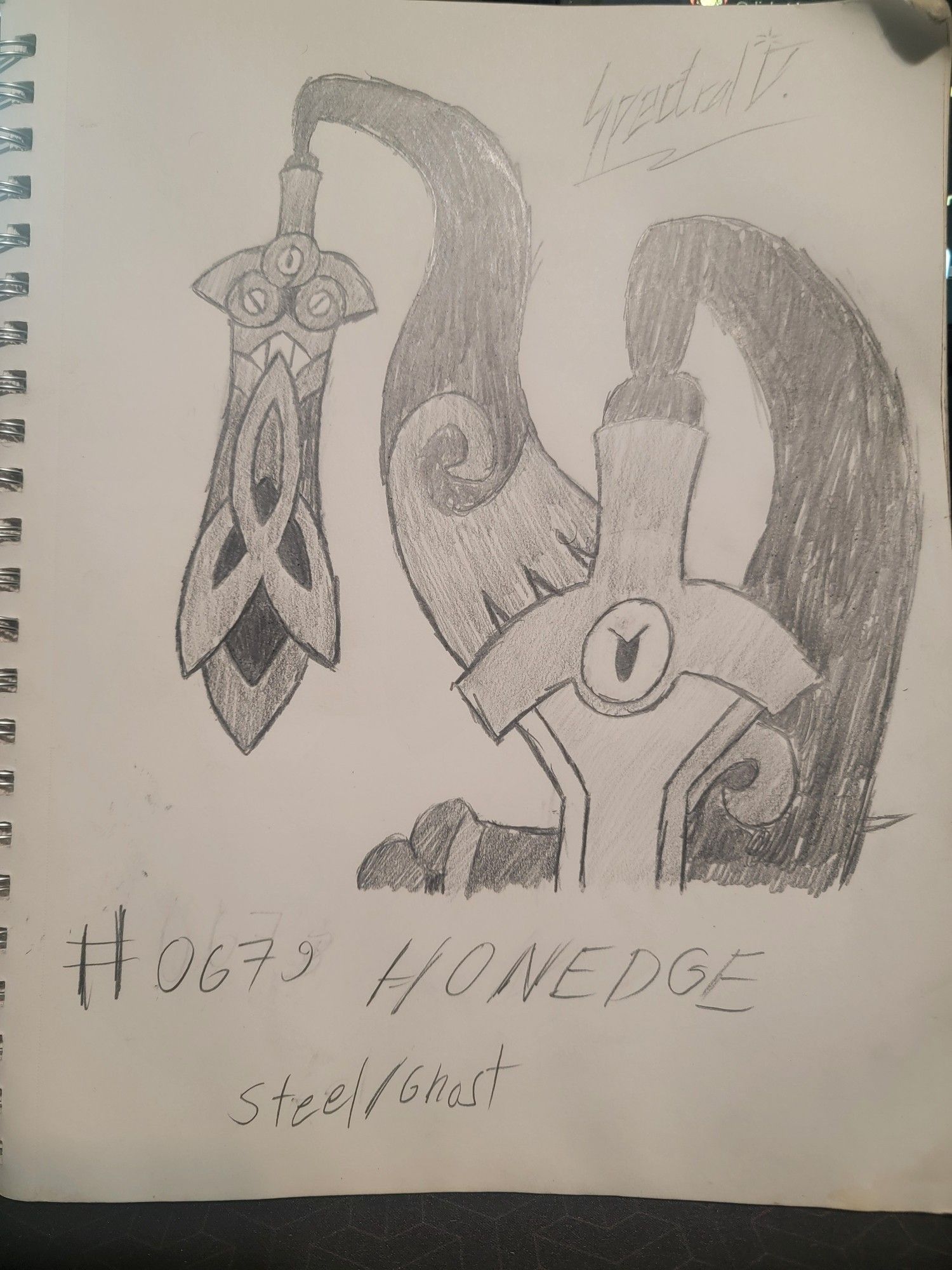 Sketch of the Pokémon Honedge.