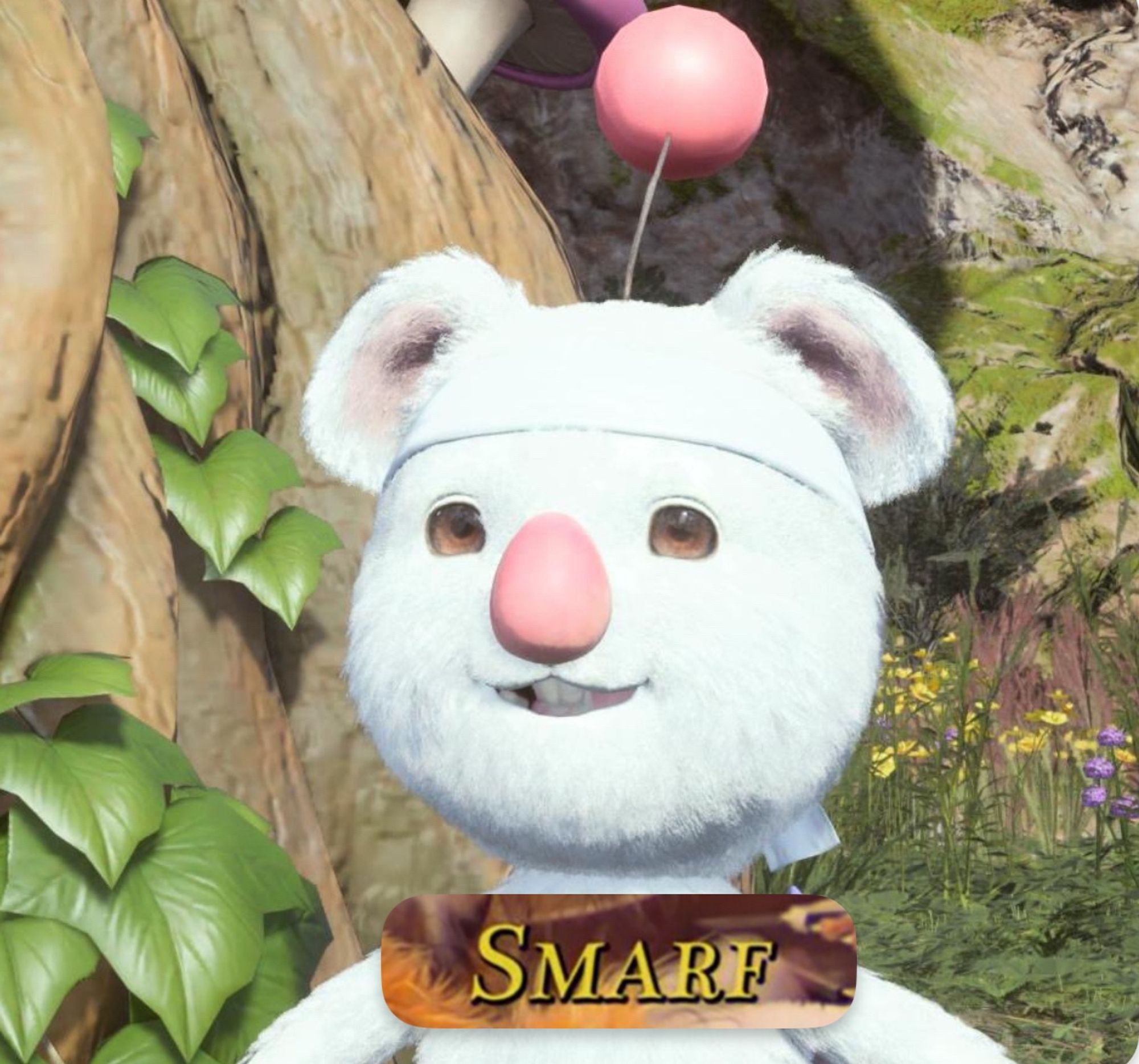 Final Fantasy 7 Rebirth Moogle with caption “Smarf” stolen from Too Many Cooks