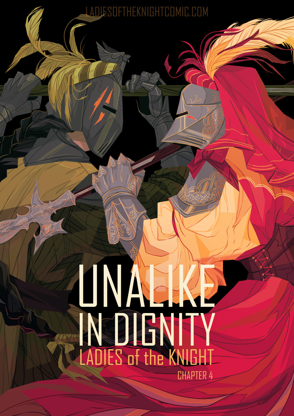 Ladies of the Knight - Chapter 4 cover - Unalike in Dignity. Two Knights face off. 