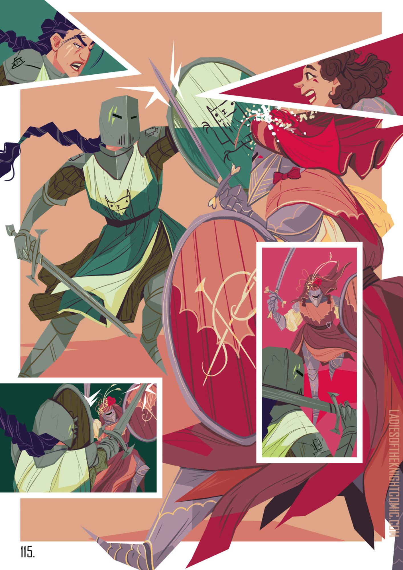 ladies of the knight page, mid fight scene.