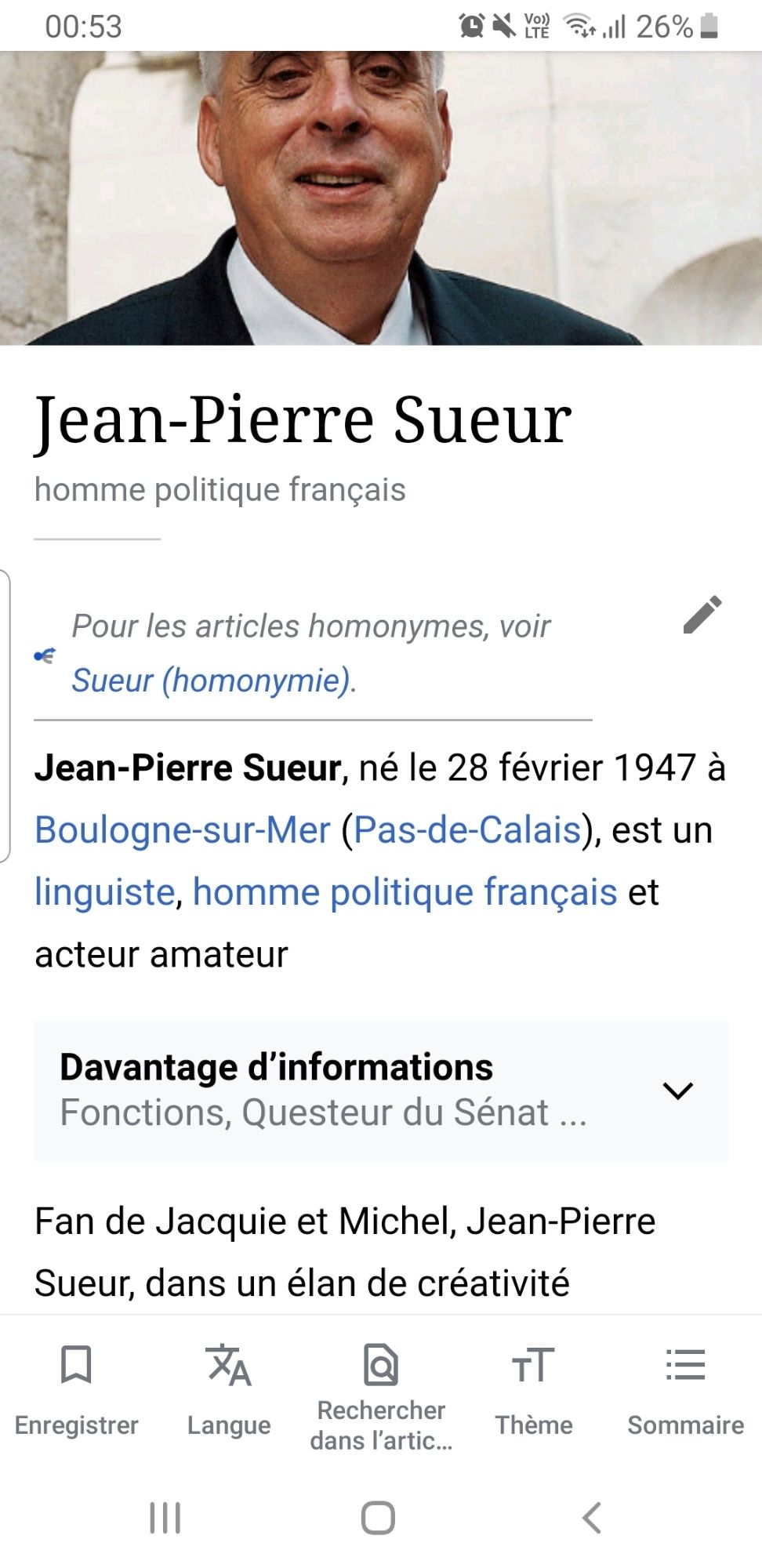 Debut fiche wiki Jean-Pierre Sueur