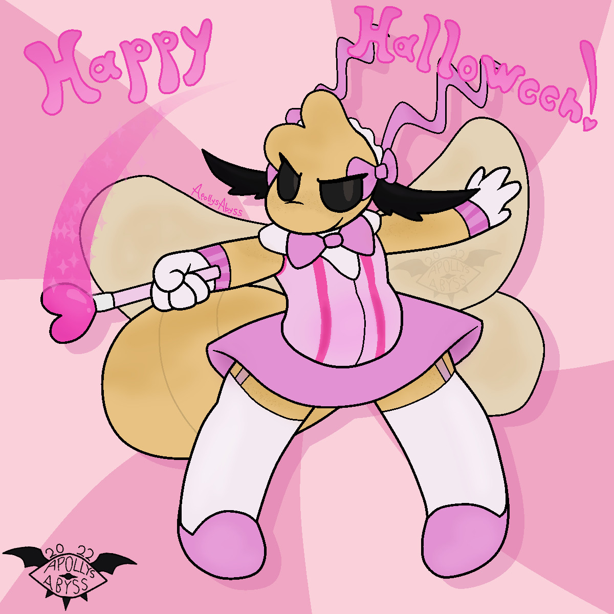 Mothiva in a magical girl-inspired costume for Halloween