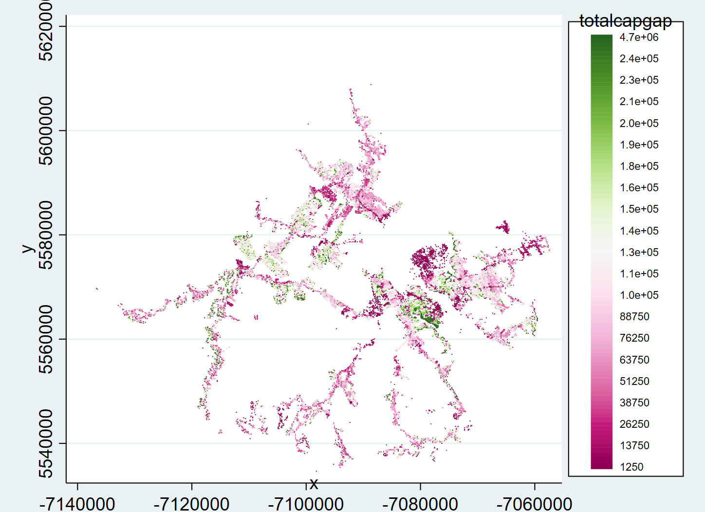 Map of Halifax coloured by how much of a difference there is between capped and uncapped assessments,