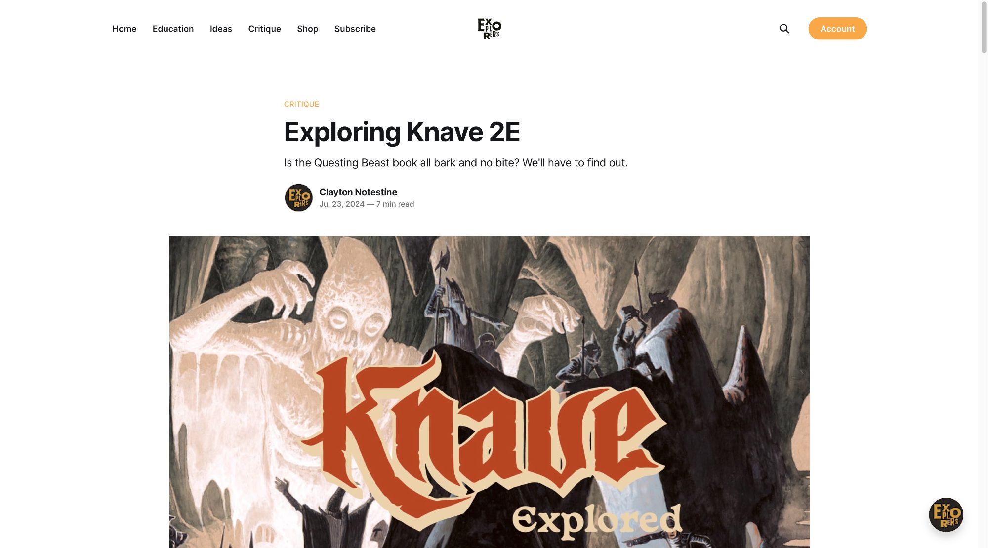 A screenshot of the Explorers Design website.