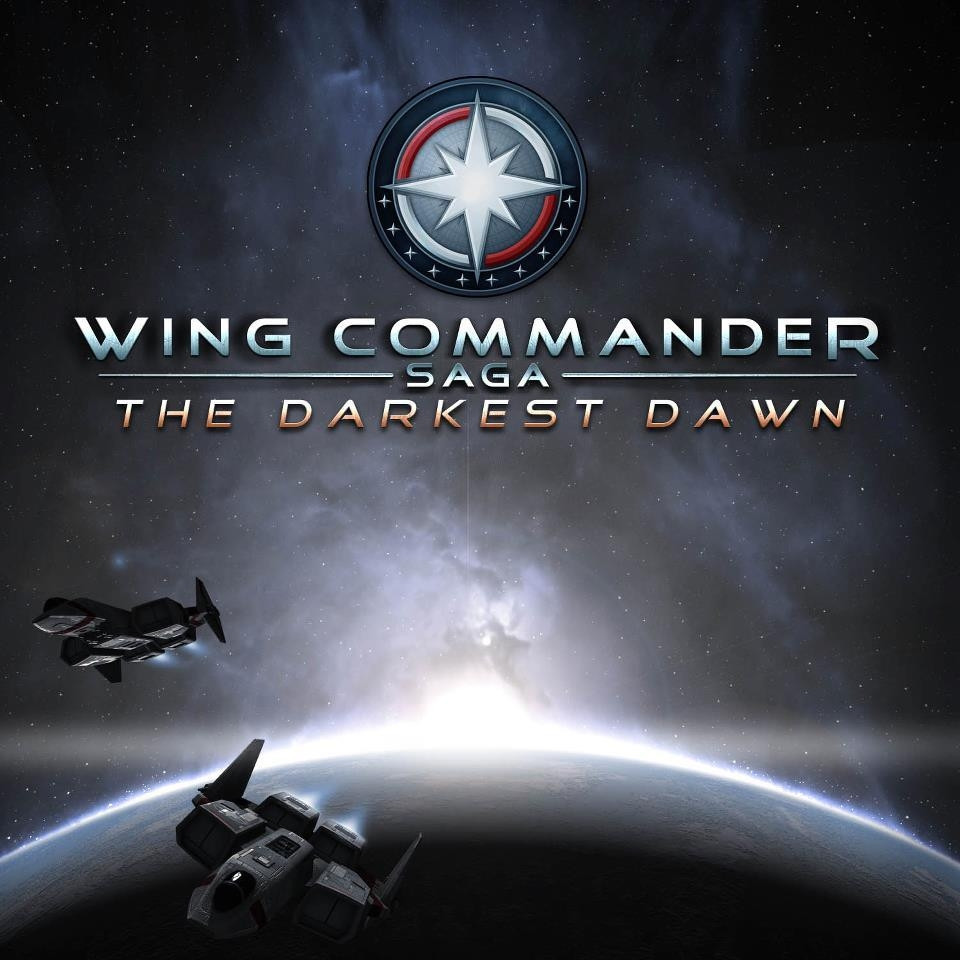 The title art for the Darkest Dawn campaign, as 2 Excaliburs fly over a planet at dawn