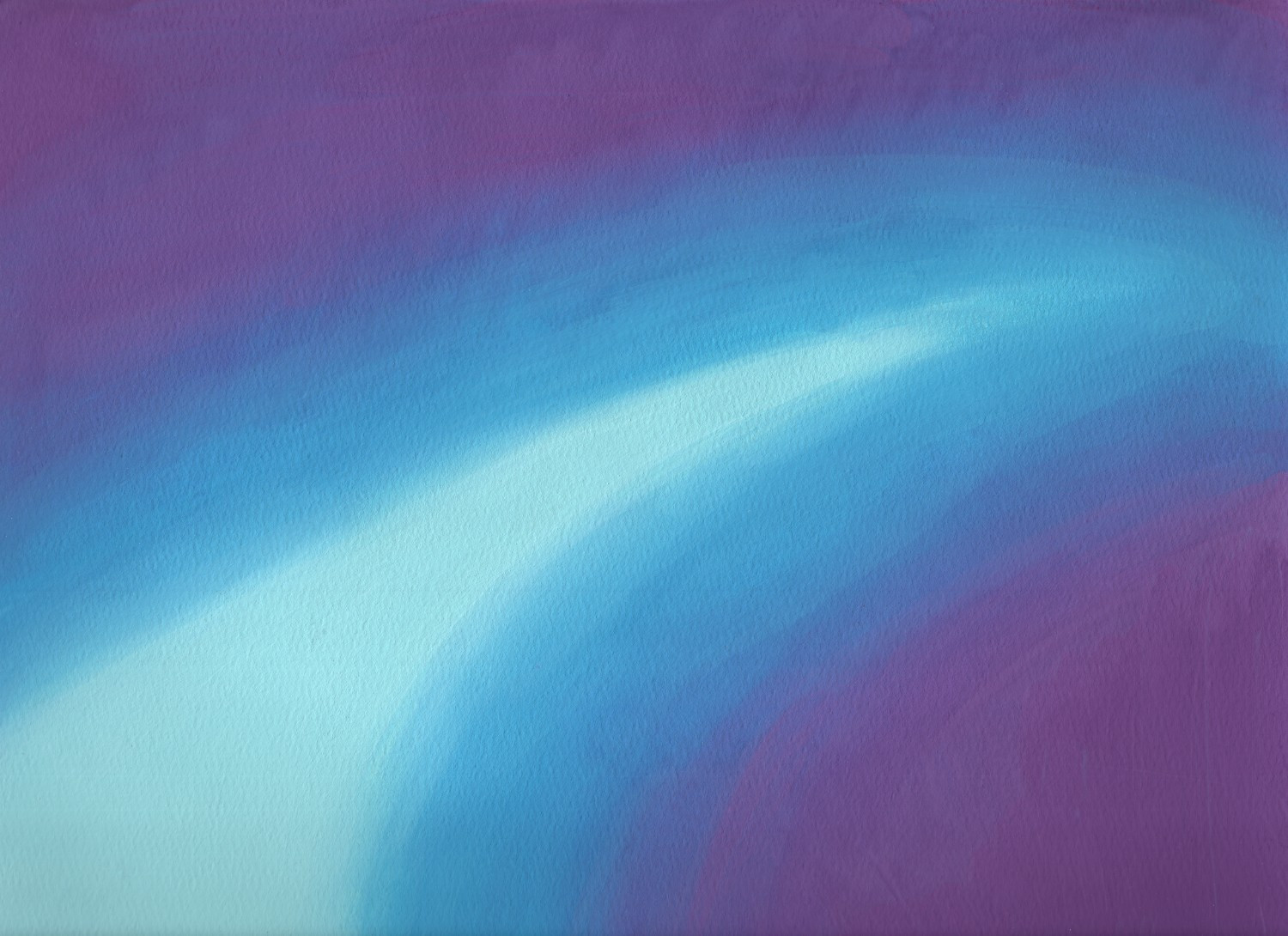 a painting done in traditional media: gouache on paper. there is a swath of ice blue starting in the lower left which tapers off in an arc towards the upper right. the ice blue area has an aura of sky blue which shifts to cobalt blue before fading into a purple background.