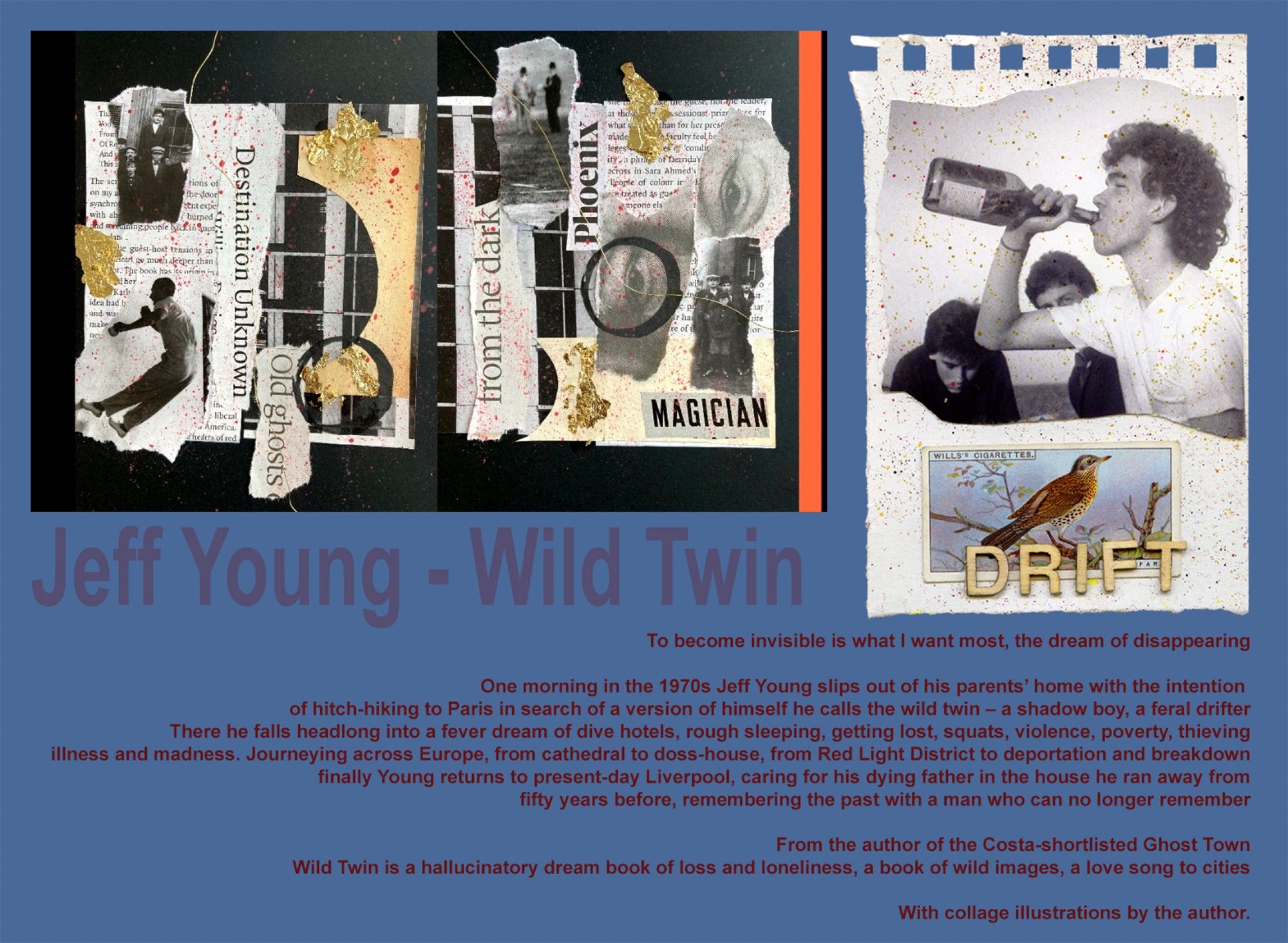 Wild Twin by Jeff Young 
https://www.littletoller.co.uk/shop/books/little-toller/wild-twin-by-jeff-young/

Drifting [AKA Joe Mckechnie] ft Jeff Young - Ghost Cinemas [Excerpt]
https://vimeo.com/741179710