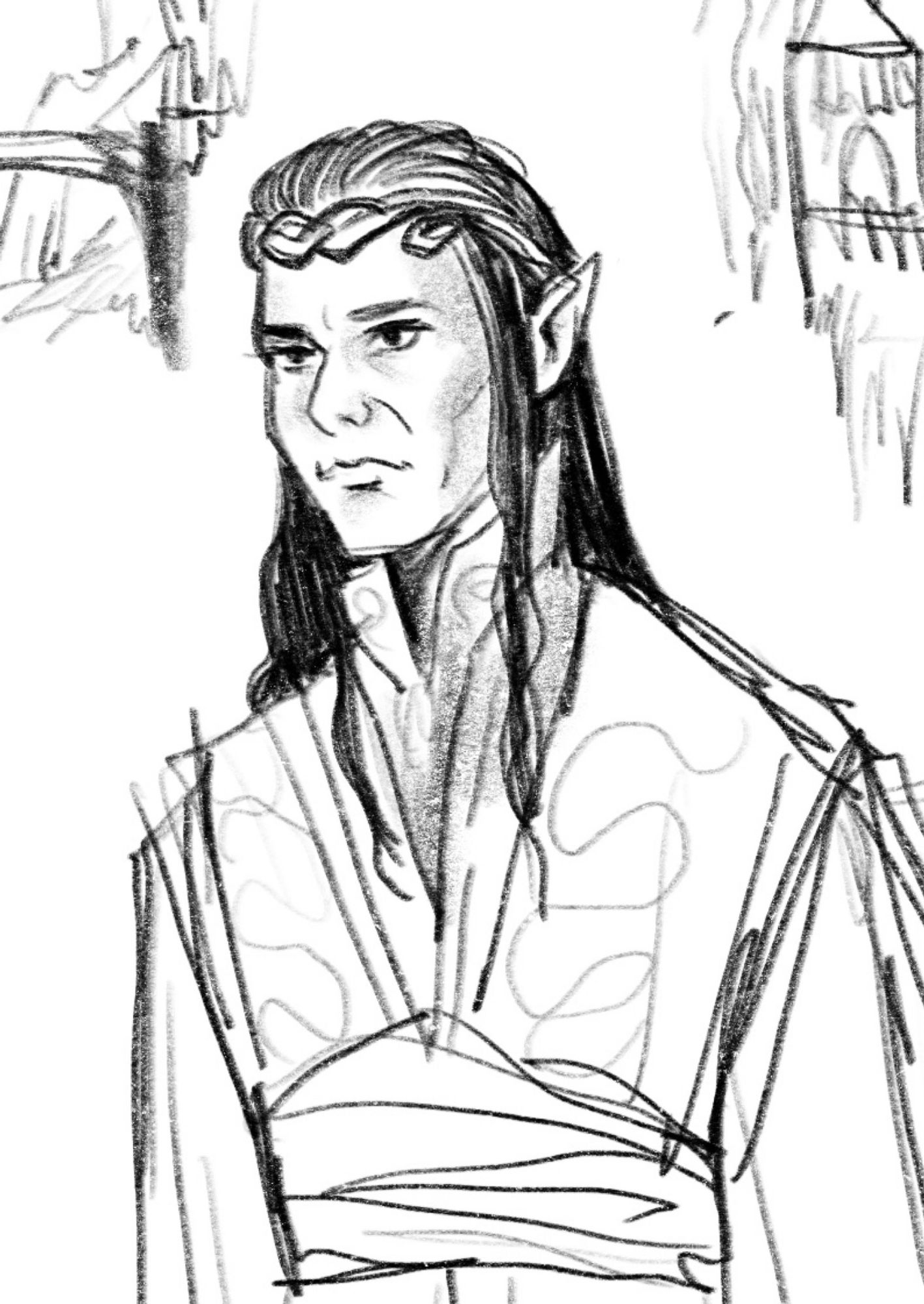 Drawing of Elrond, an elf