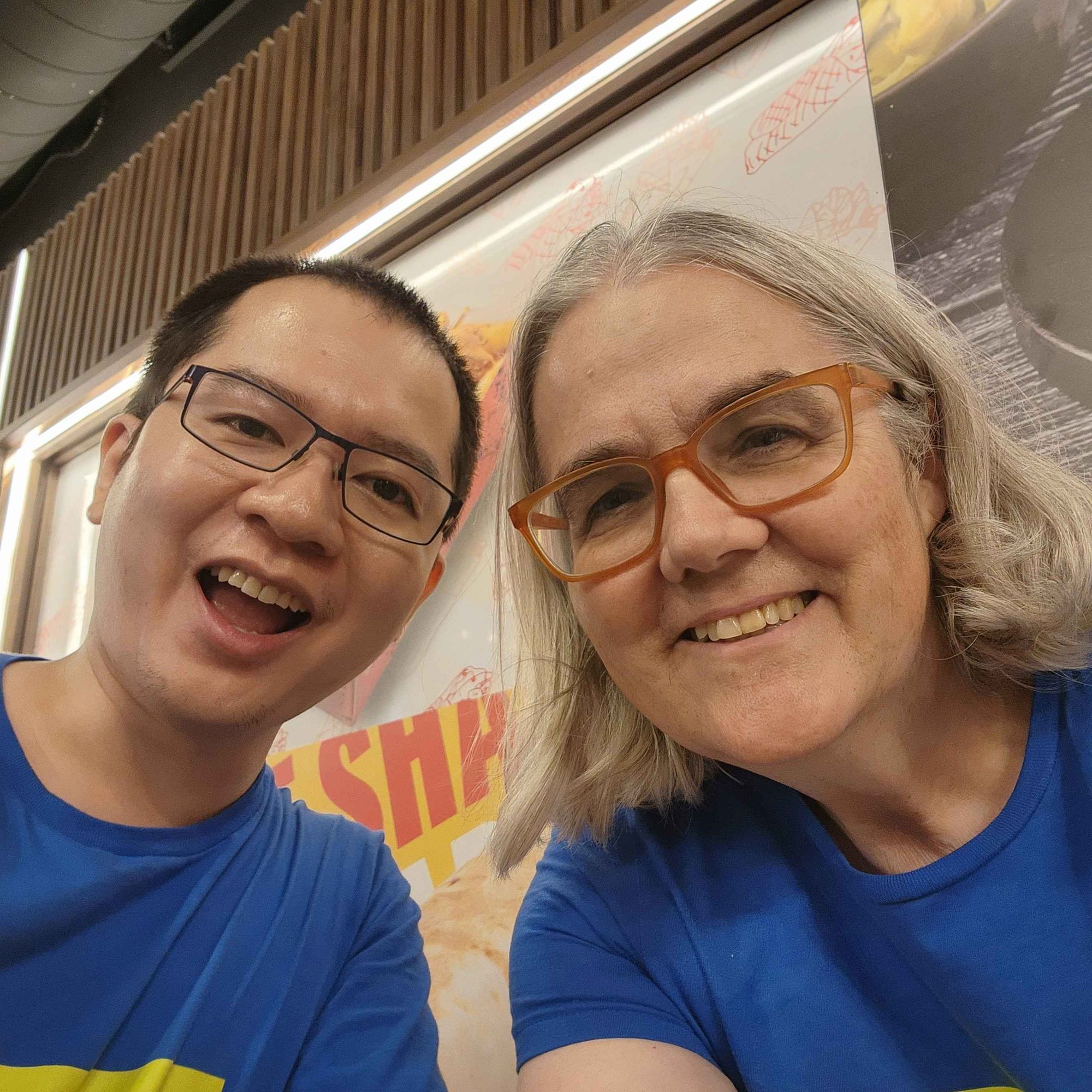 Mark and Sheena at a subway station in Toronto after canvassing