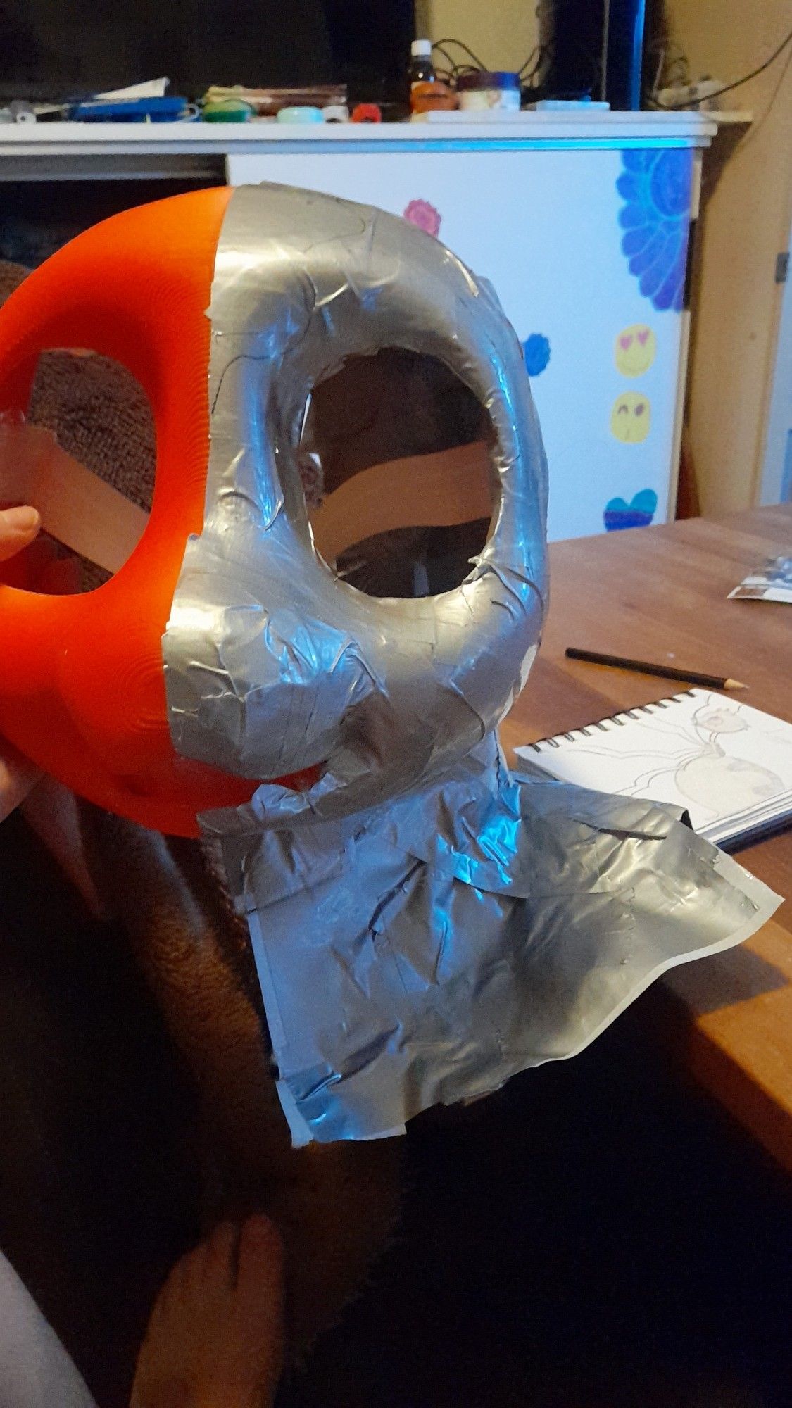 Front view of the ductape progress