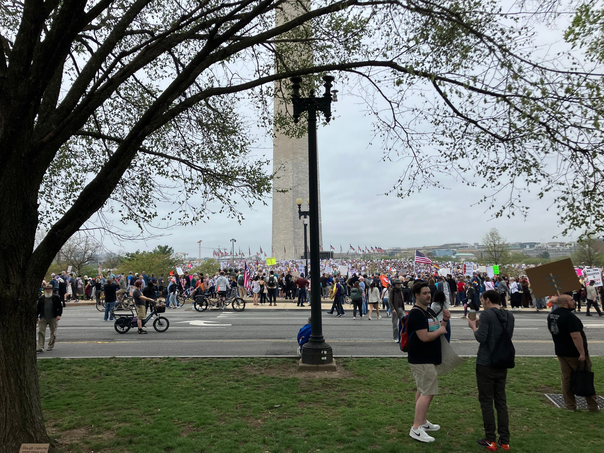 The area surrounding the Washington Monument is full of people 
