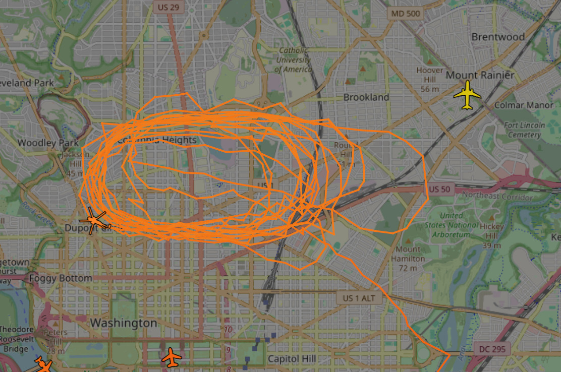 helicopter flight path in very wide circle for no fucking obvious reason.