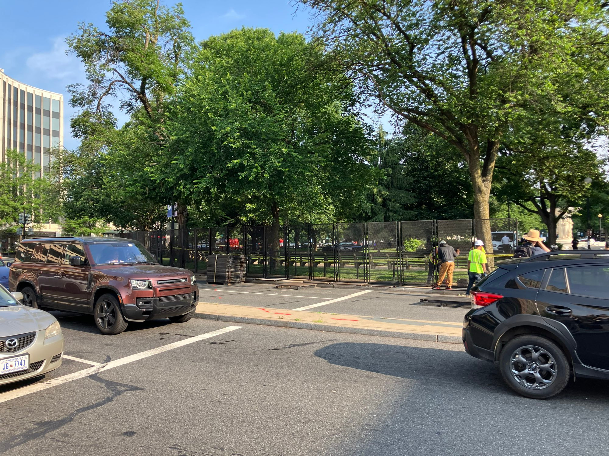 Seven foot high fencing being erected at Dupont Circle. CUZ TEH GAY or something.