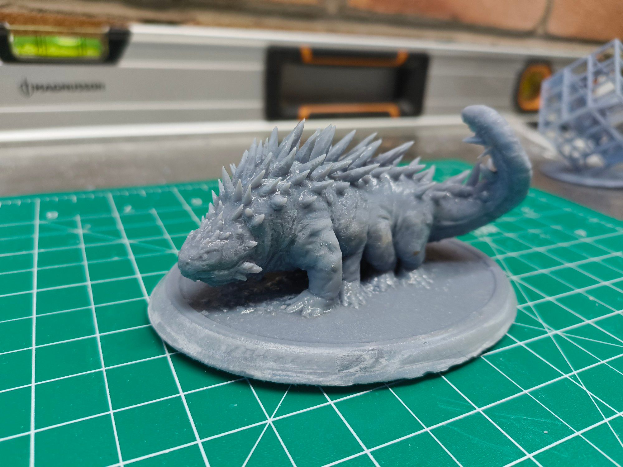 A 3d printed Basilisk, an 8 legged, spiky, reptilian looking guy who can poison or petrify those it chooses to attack. It's always good to have options.