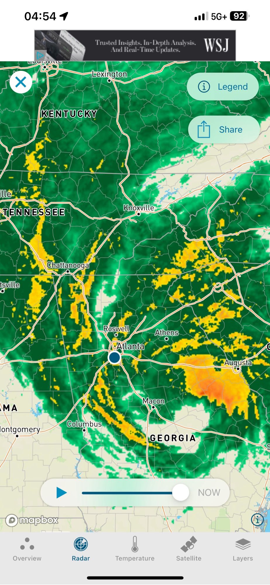 Radar picture of Tropical Storm Helene over Georgia