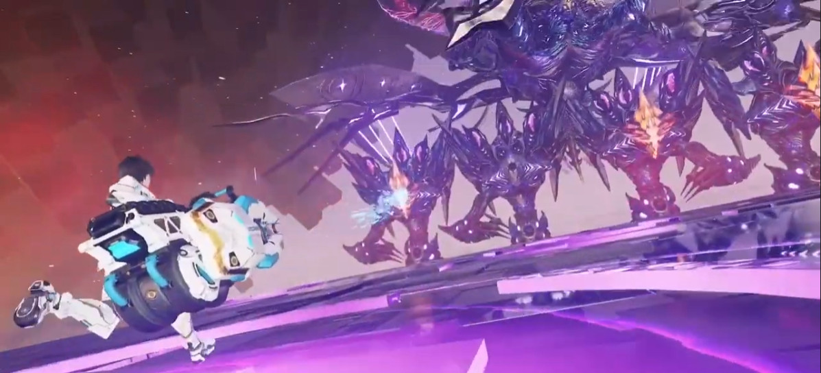 An Arks Defender with a mobile cannon approaches the upcoming raid boss, Dark Falz Dalion.