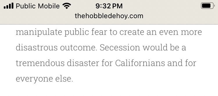 manipulate public fear to create an even more disastrous outcome. Secession would be a tremendous disaster for Californians and for
everyone else.