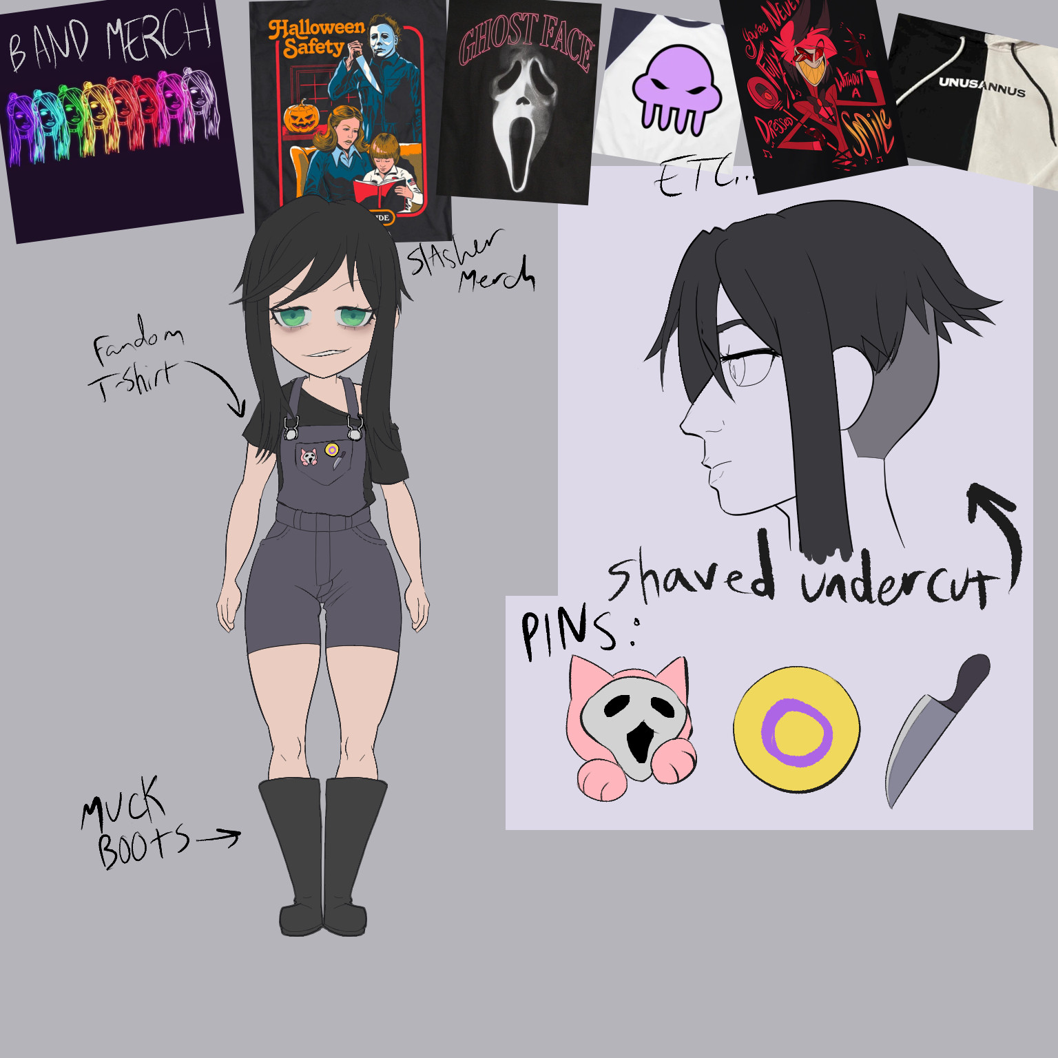 Ref sheet of user gurophilia’s human persona.