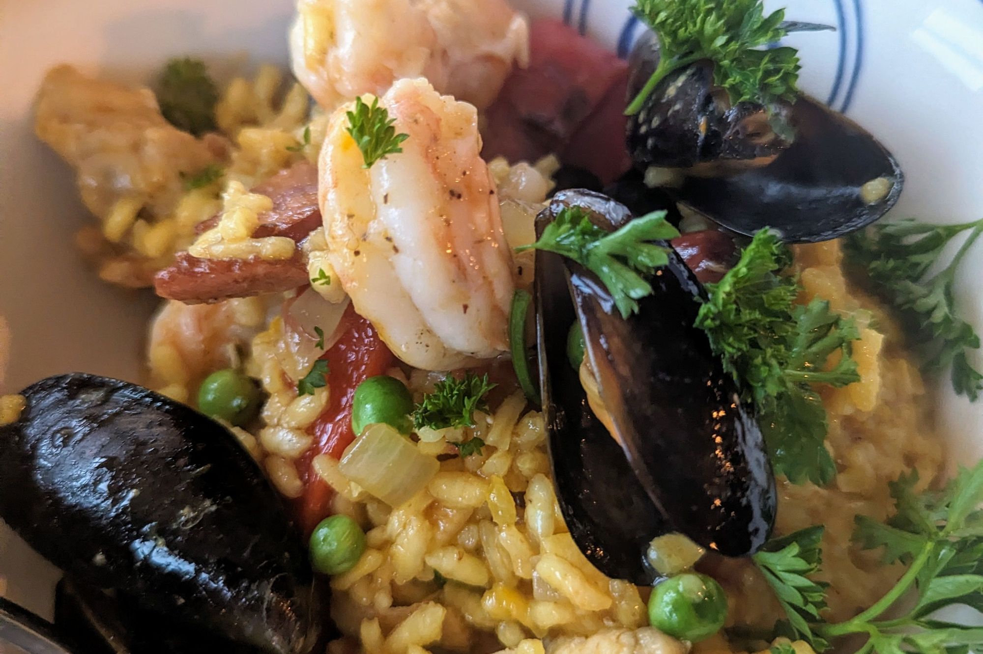 A bowl of paella