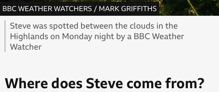 “Steve was spotted between the clouds in the Highlands… where does Steve come from?”