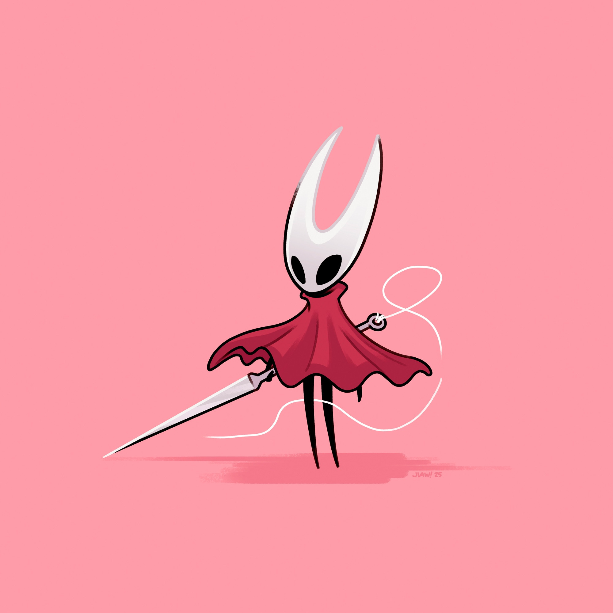 cartoon fanart of hornet from hollow knight