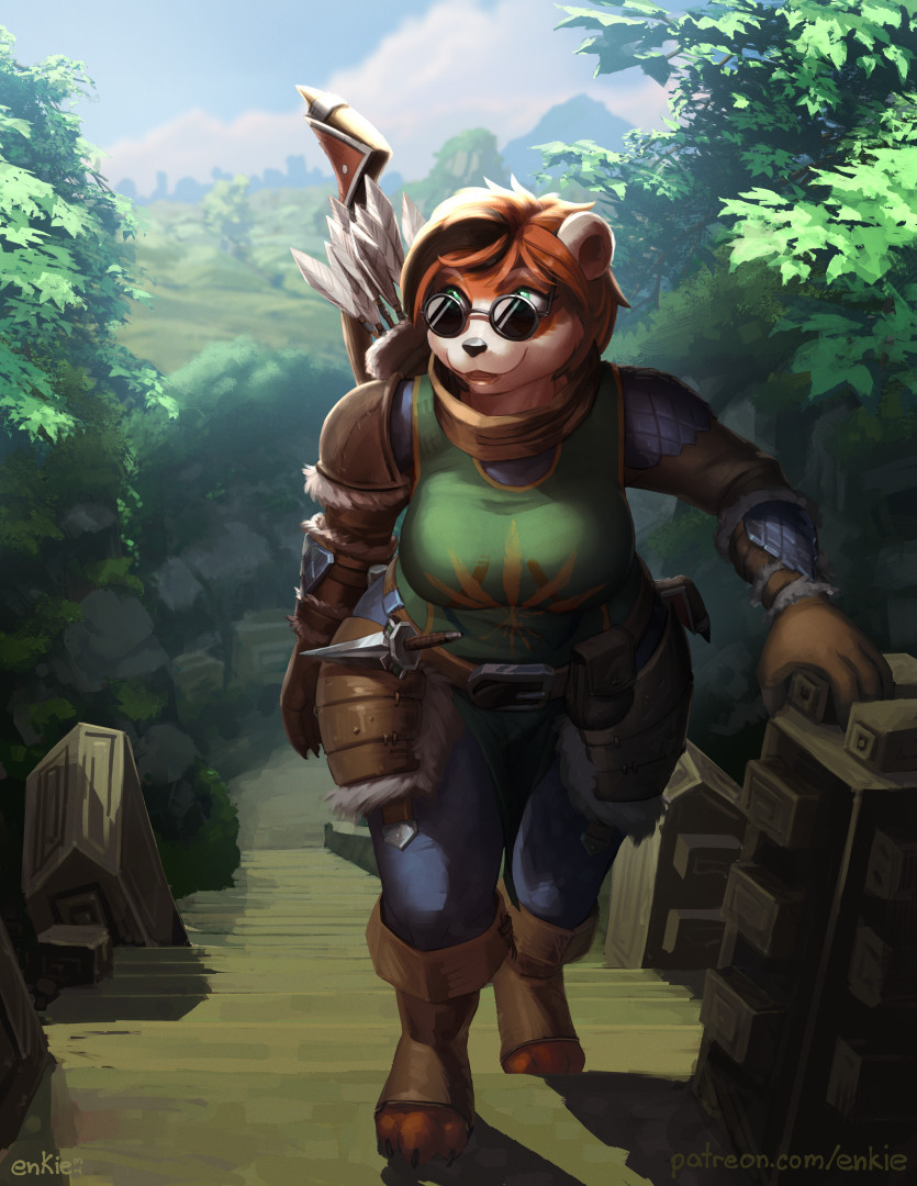 Pandaren hiking up a narrow stairway in Valley of the four winds.