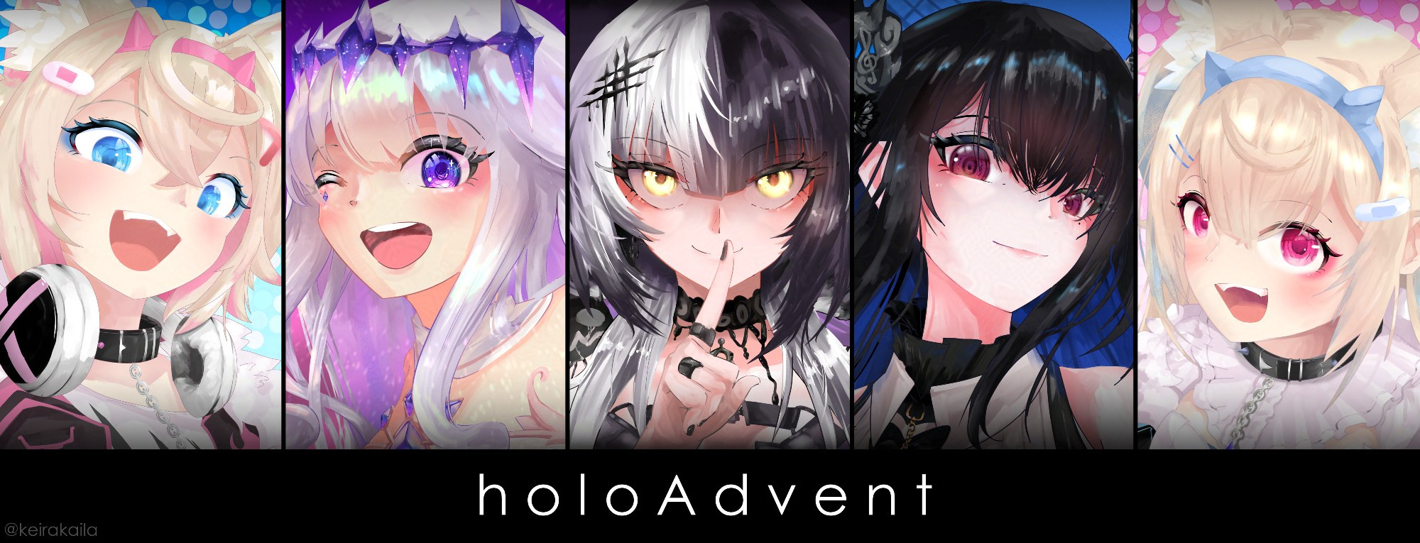 Reposted fanart of Hololive Advent talents.