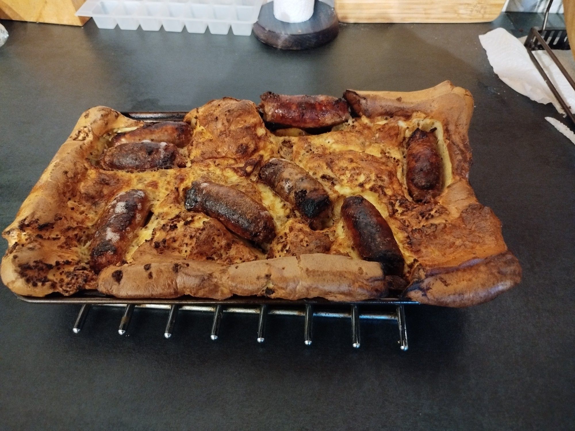 Toad in the hole, just out of the oven