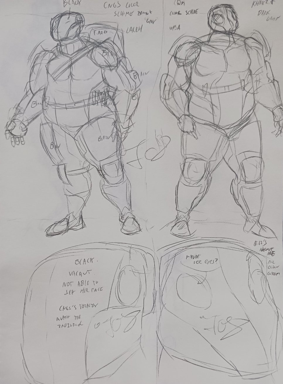 Two large, chubby monster women in fullbody, futuristic body armor.