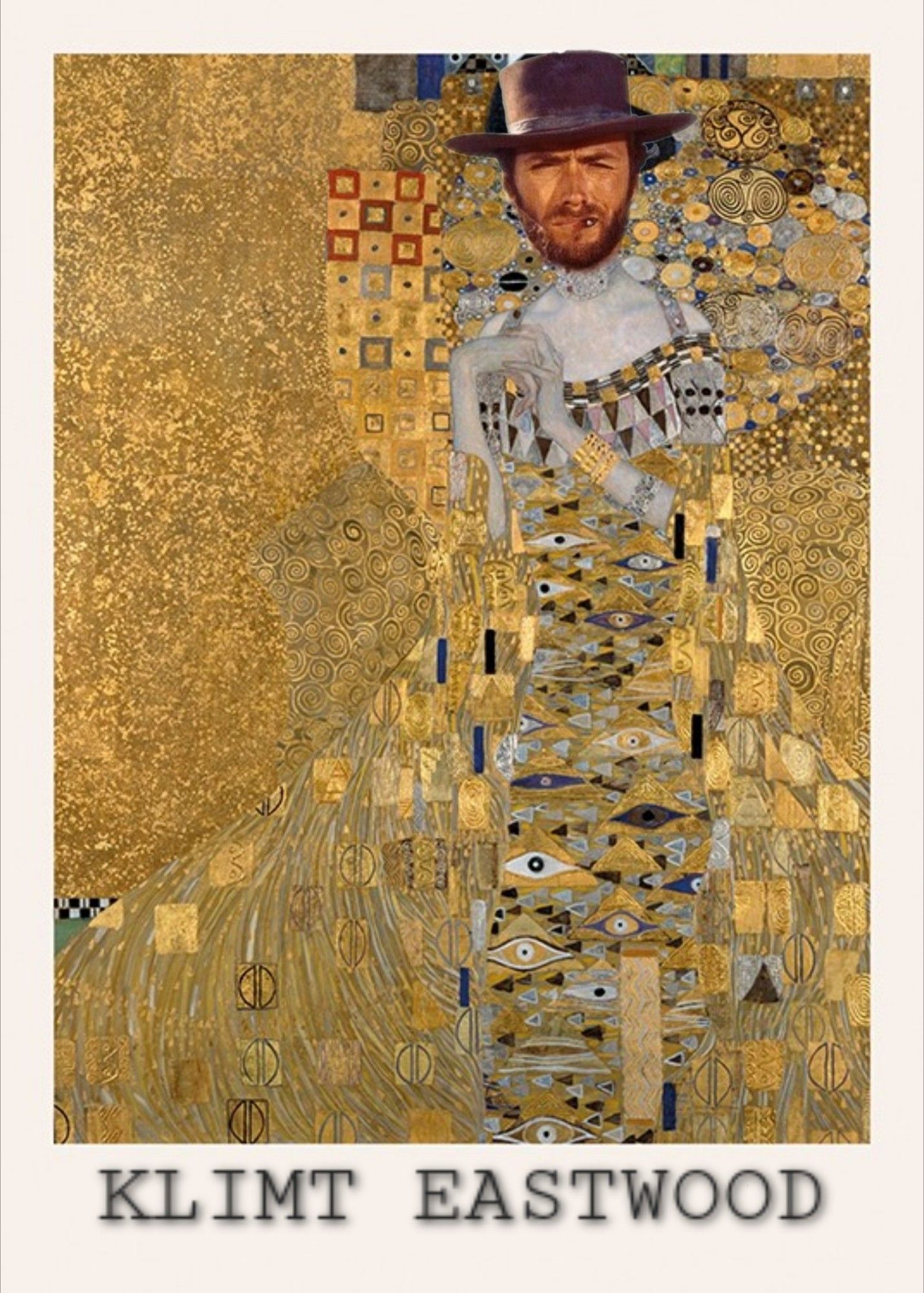 Tableau de Gustav Klimt, avec le visage de Clint Eastwood.

Klimt Eastwood.