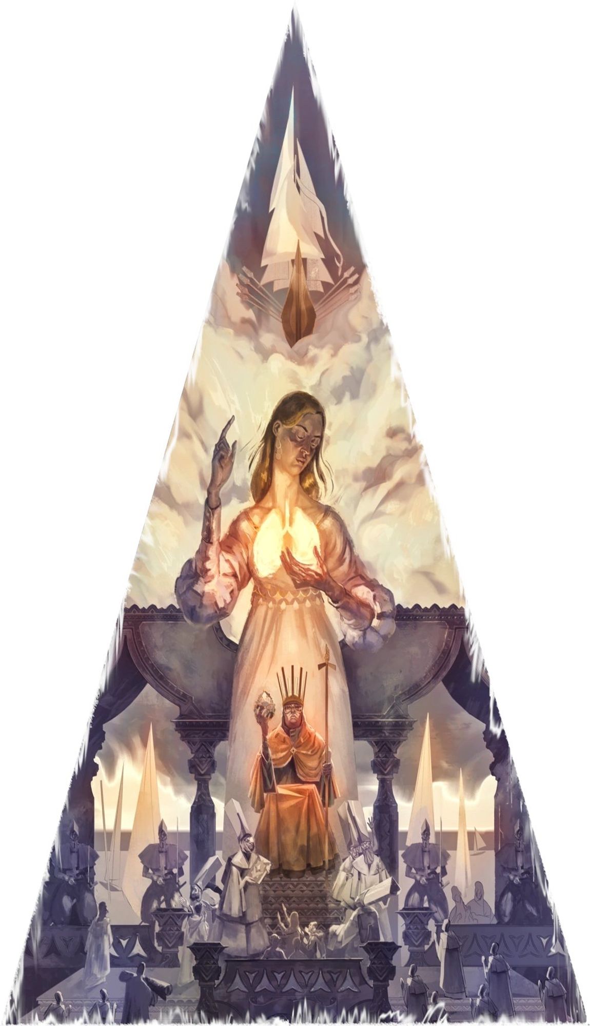 Image of a stained glass mural which is on the back wall of the church in Disco Elysium. It prominently feature a woman with glowing lungs.