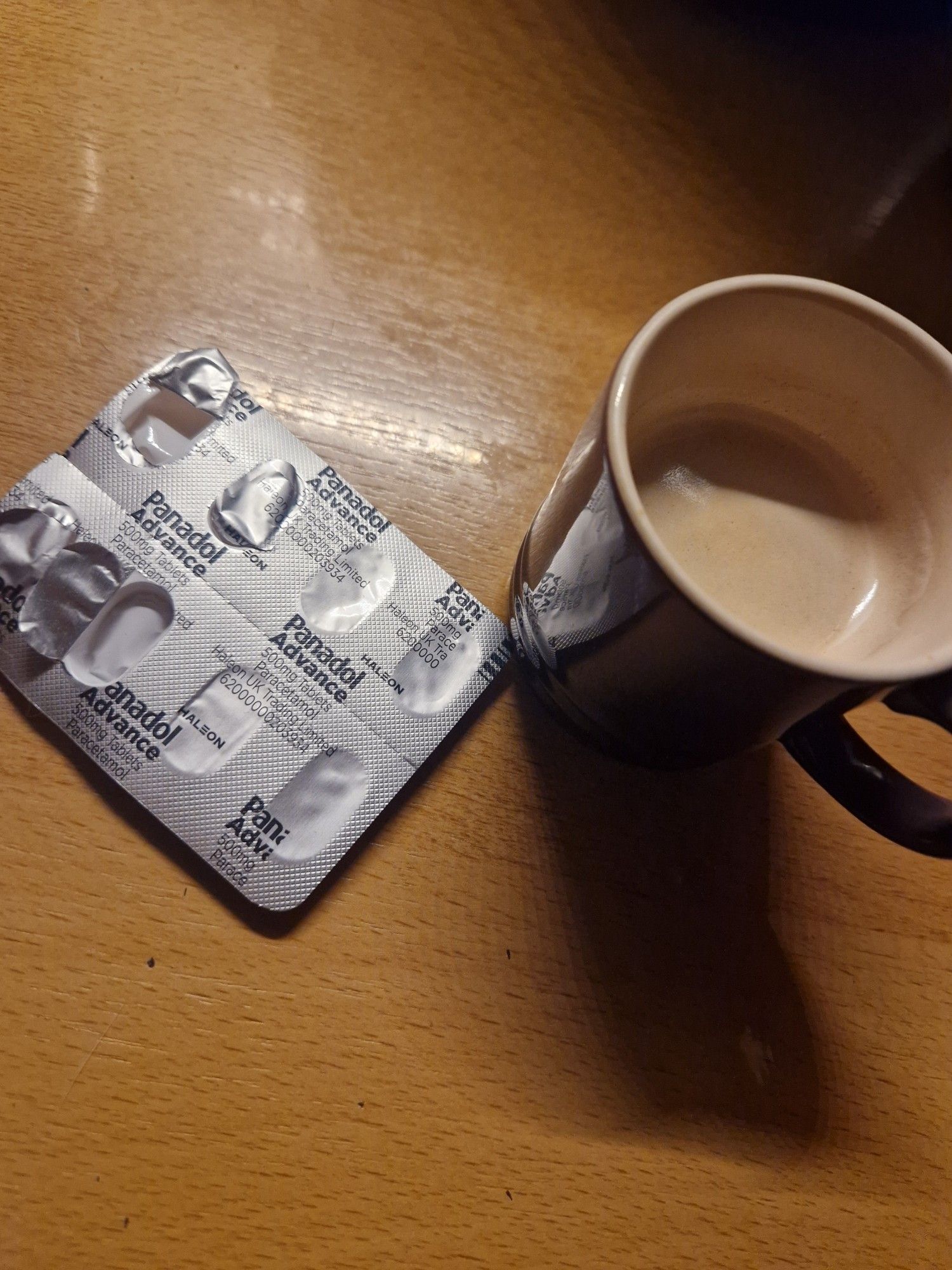 Breakfast: espresso and paracetamol