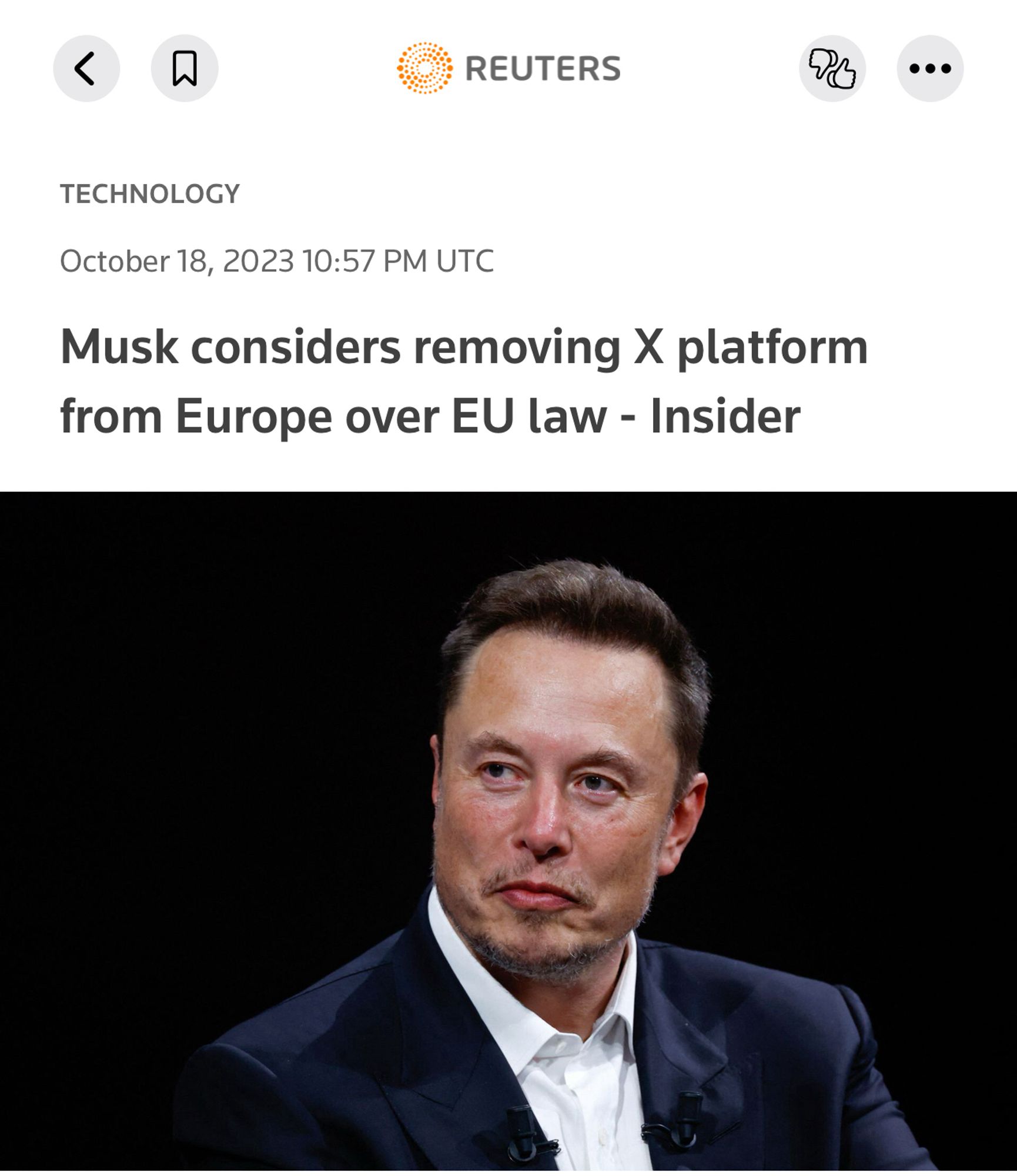 Musk considers removing access to Twitter from Europe over disinformation laws