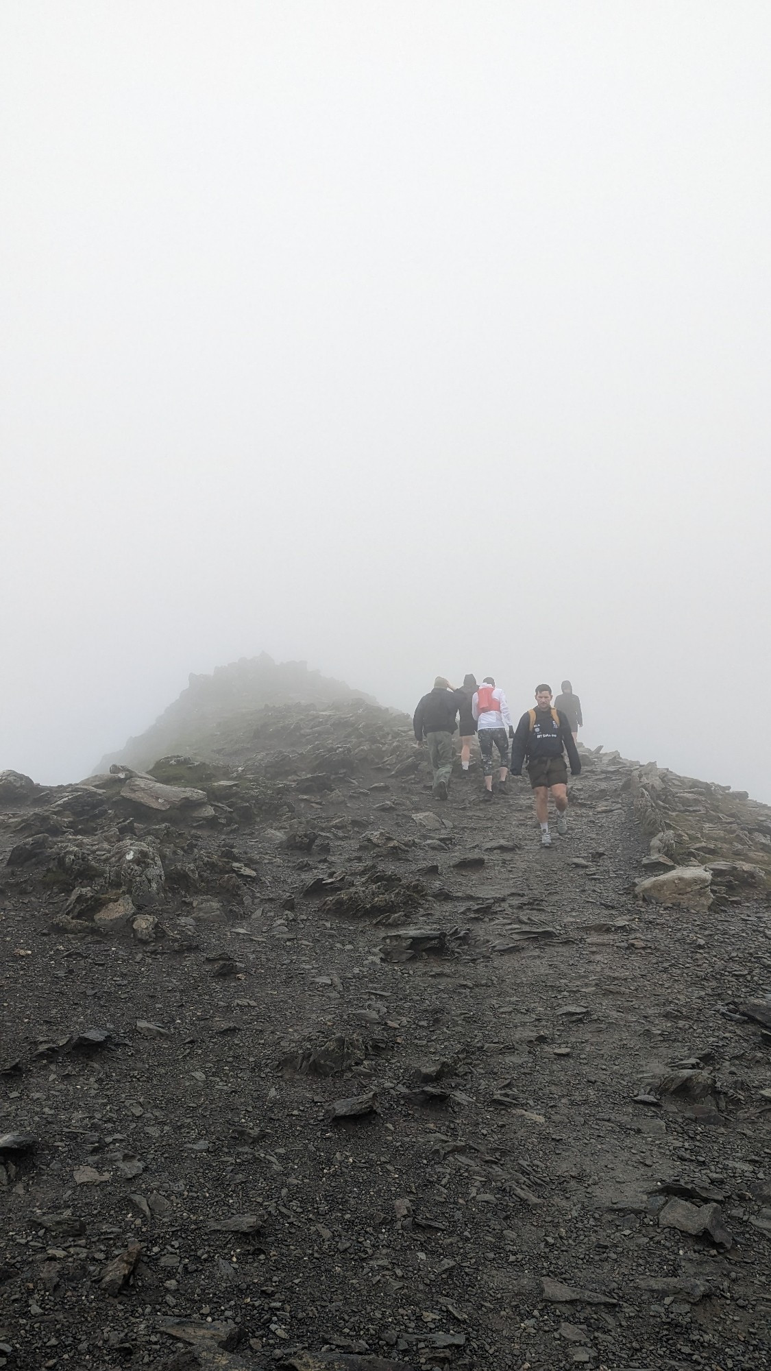 Reaching the summit of yr wyddfa some friends with better legs than me ahead.