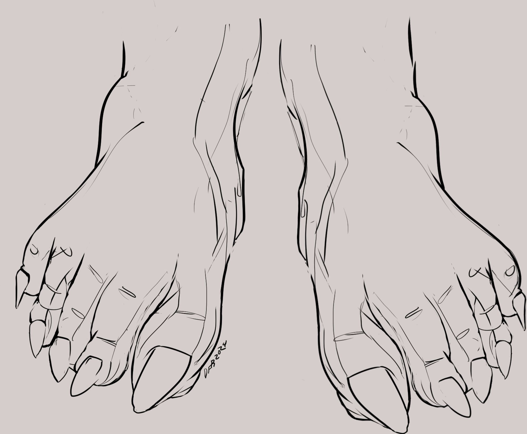 Hot Dragon foot models in your area call 1-900-HOT-DRGN

(Err - Please don't I don't know what that # really is)

It's some human looking plantigrade feet with sharp dragon nails.