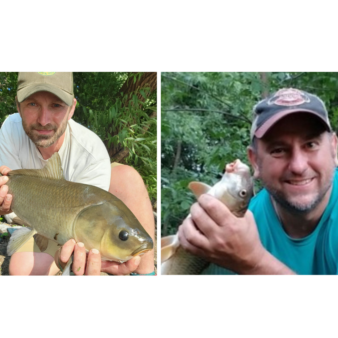 Here we have a photo of Tyler Winter on the left and Dr. Shannon Fisher on the right. Both are white men in baseball caps holding different suckers in their photos.