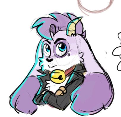 A purple anthro goat with a leather jacket and long ears