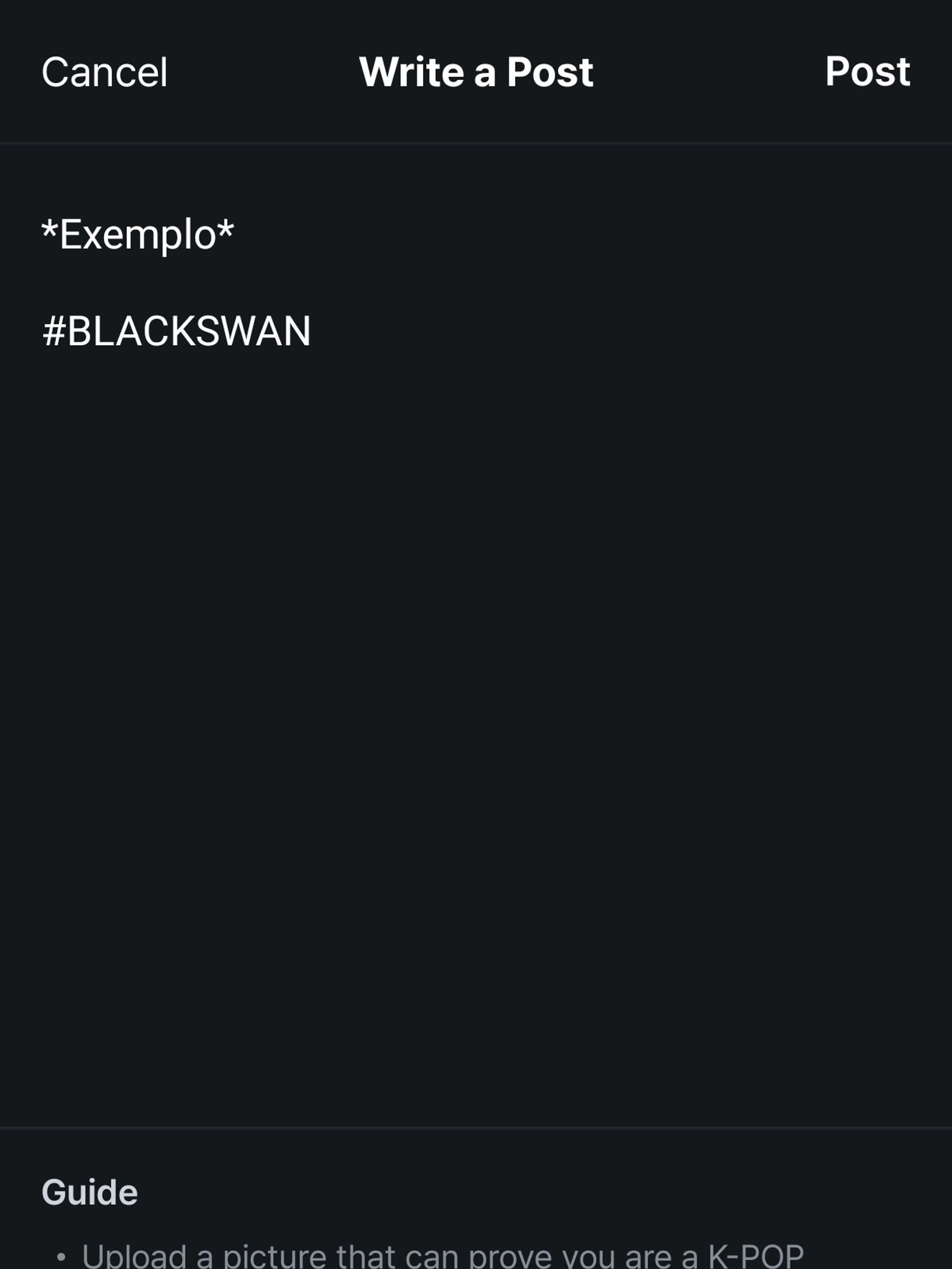 Exemplo de um post Com A Tag #BLACKSWAN