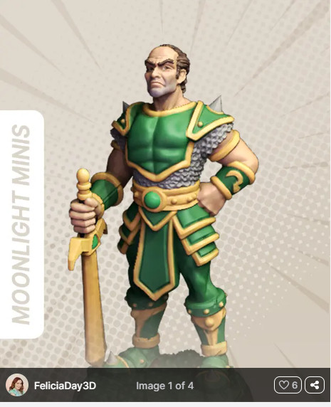 A D&D mini of a balding man wearing green armor, holding a sword. It's from a Felicia Day show The Guild (I think)