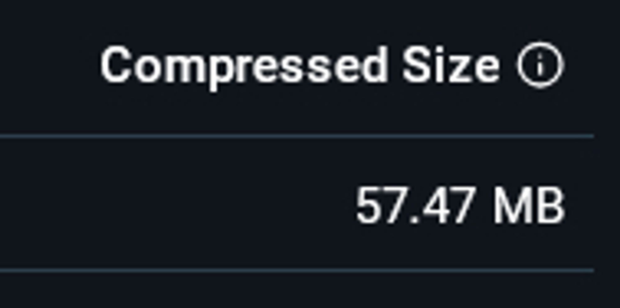 Compressed Size: 57.47 MB (before)