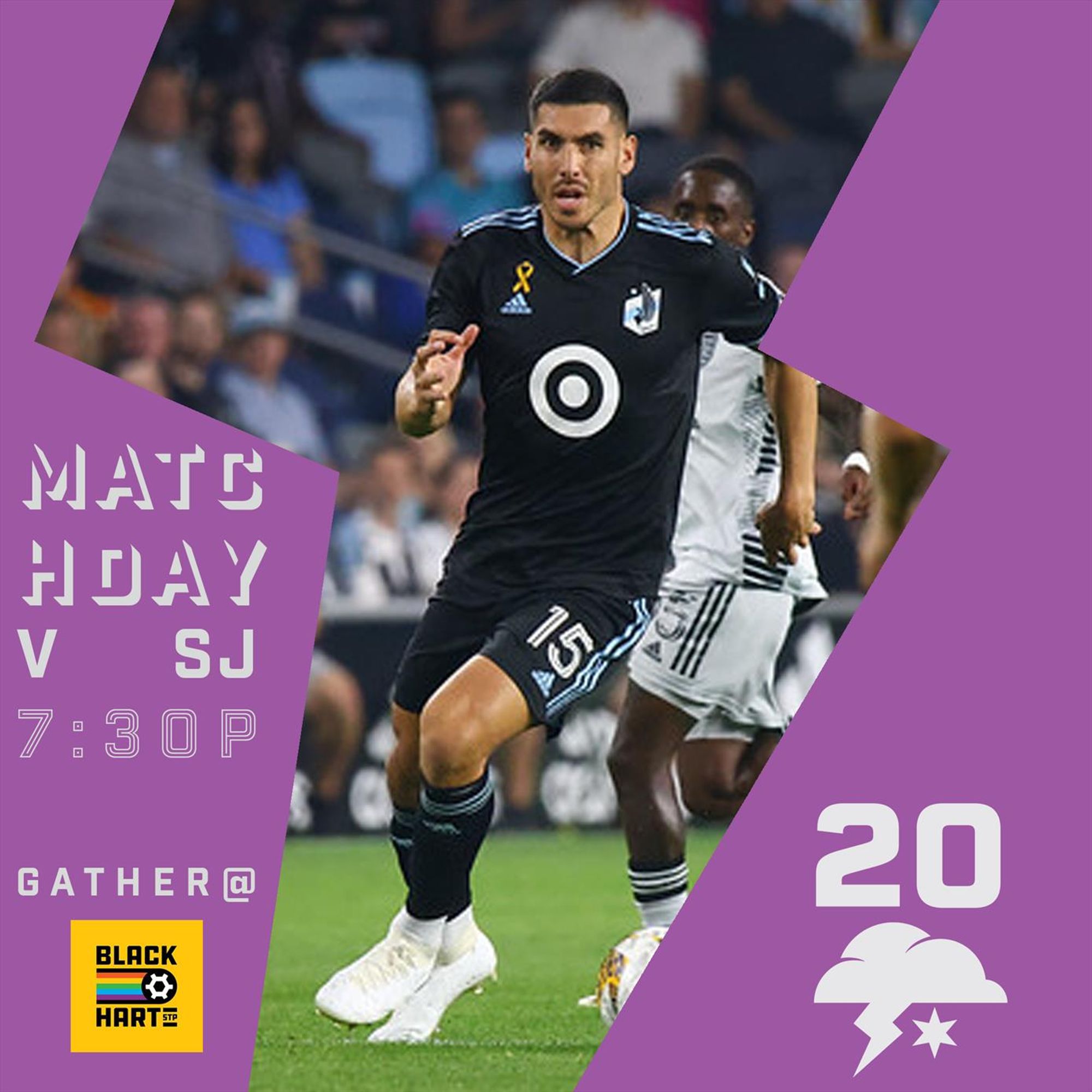 a photo from a previous match against San Jose with the match time and other text from the post