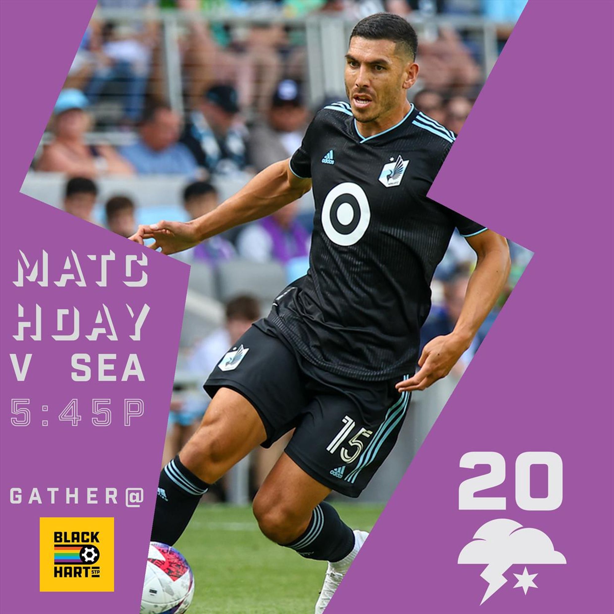 a photo from a previous match against Seattle with the match time and other text from the post